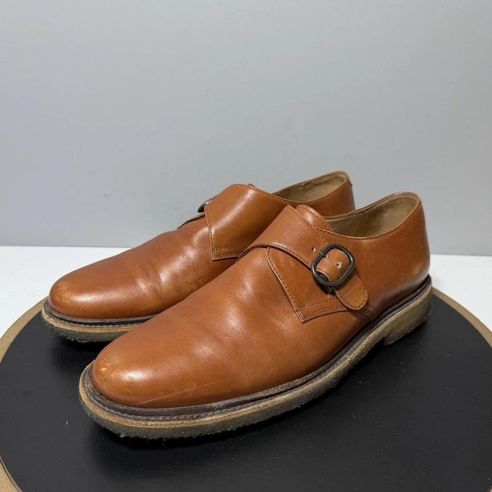 A.P.C. Shoes Mens Size‎ 8 Brown Leather Monk Strap Dress Casual Portugal Crepe